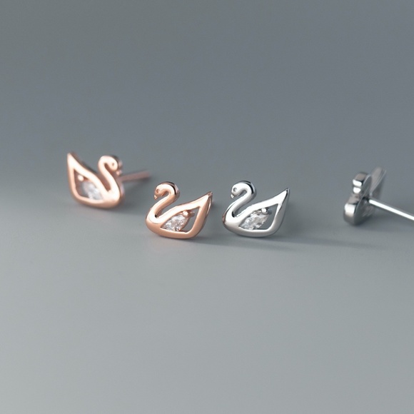 Sterling Silver Swan Bird Earrings (Also comes in Rose Gold) - Picture 6 of 6